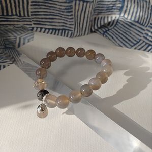 High Polished Agate with Lava stone and sterling bracelet